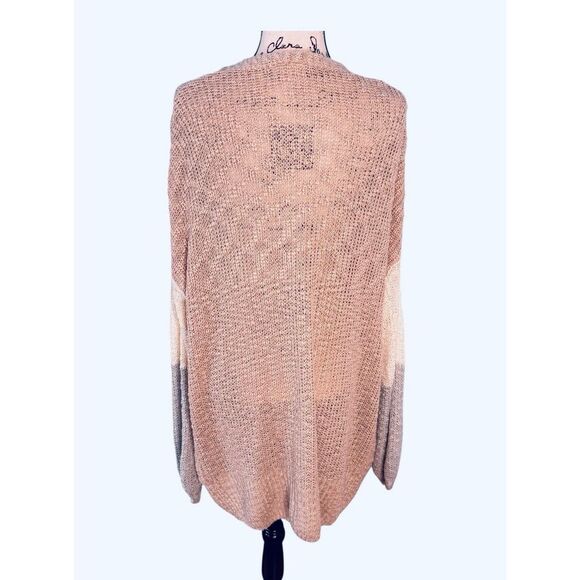 Easel Women' Size Medium Acrylic Pink Open Weave Cardigan Sweater Duster - Picture 6 of 6